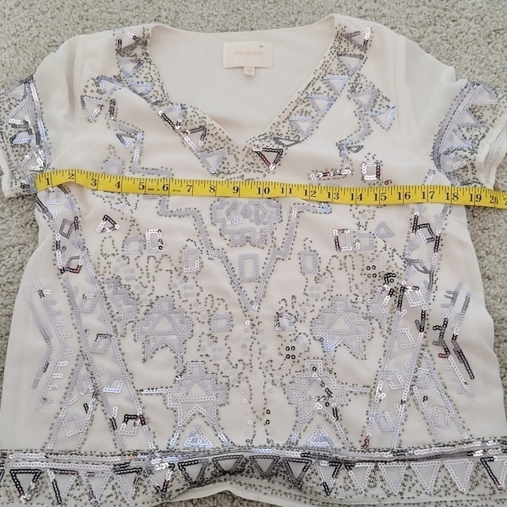 Skies are blue sequin beaded embellished Switftie Glam Party Bling Event top - Picture 8 of 10